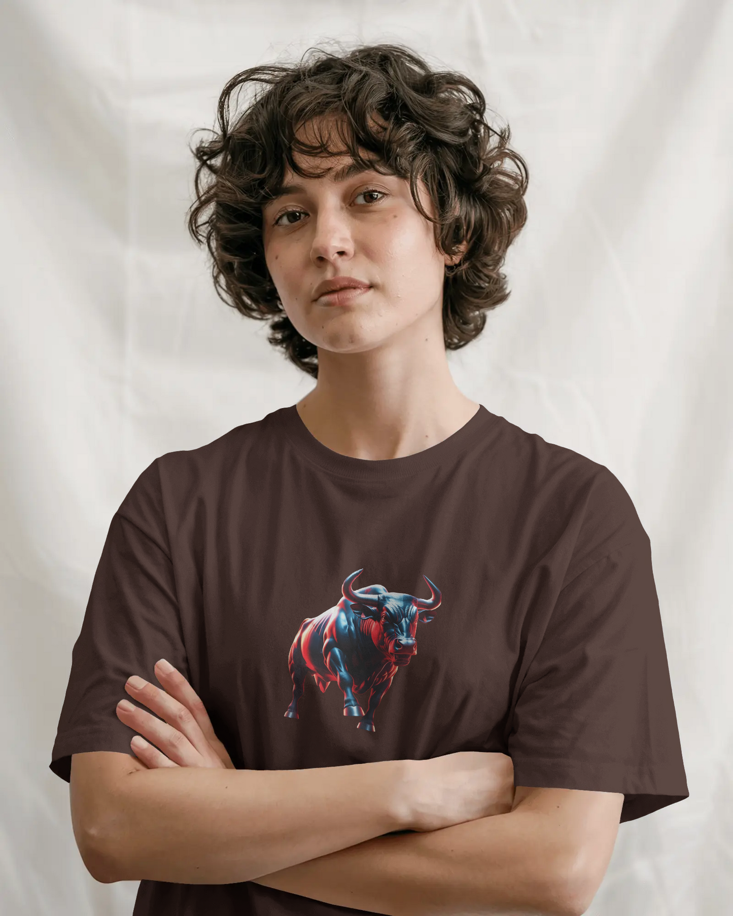 Earth & Thread | Dynamic Bull 100% Cotton Regular Fit T-Shirt - Premium 180 GSM Abstract Animal Graphic