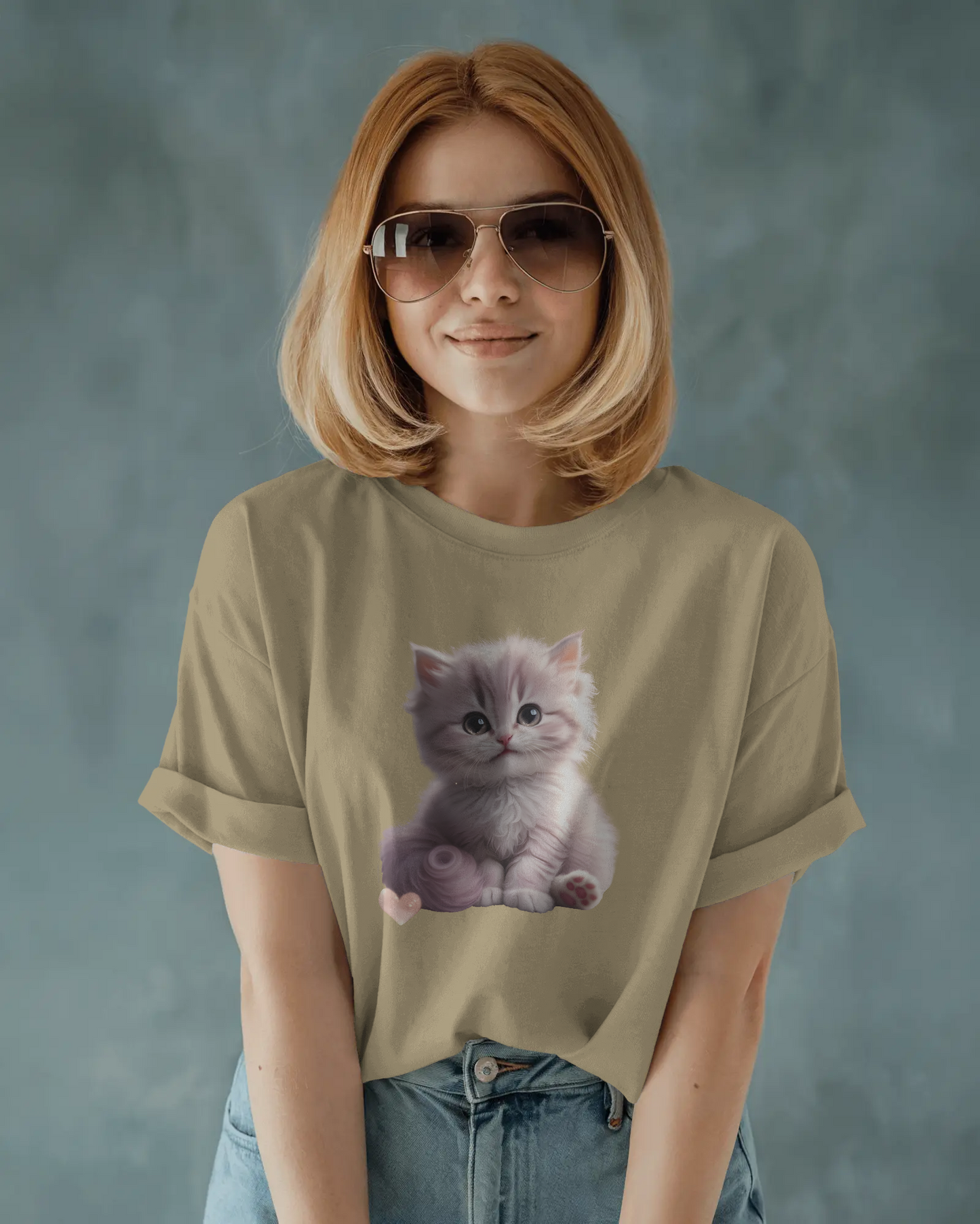 Earth & Thread | Cute Kitten 100% Cotton Regular Fit T-Shirt - Premium 180 GSM Adorable Pet Graphic