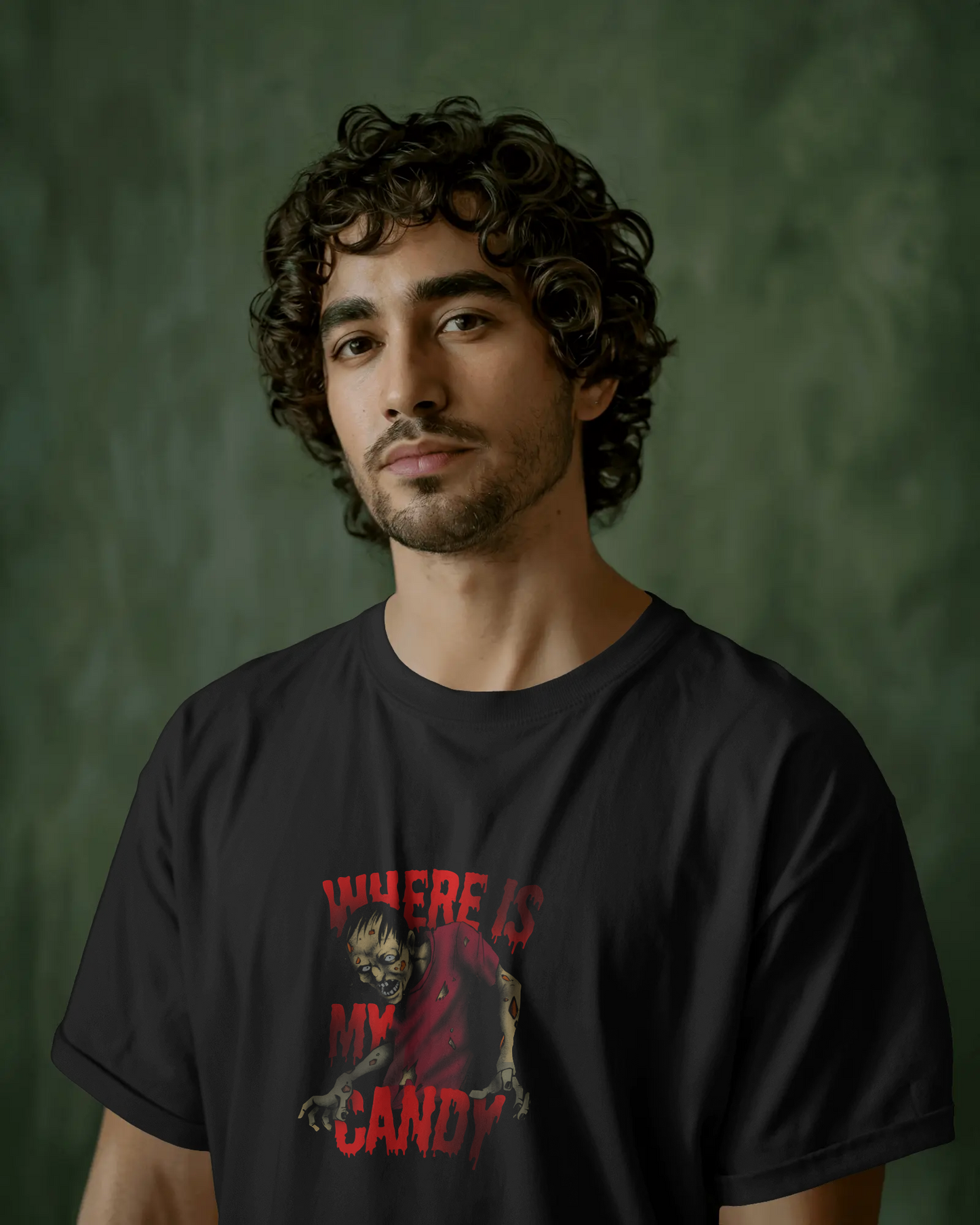 Earth & Thread | Where Is My Candy 100% Cotton Regular Fit T-Shirt - Premium 180 GSM Zombie Graphic Tee