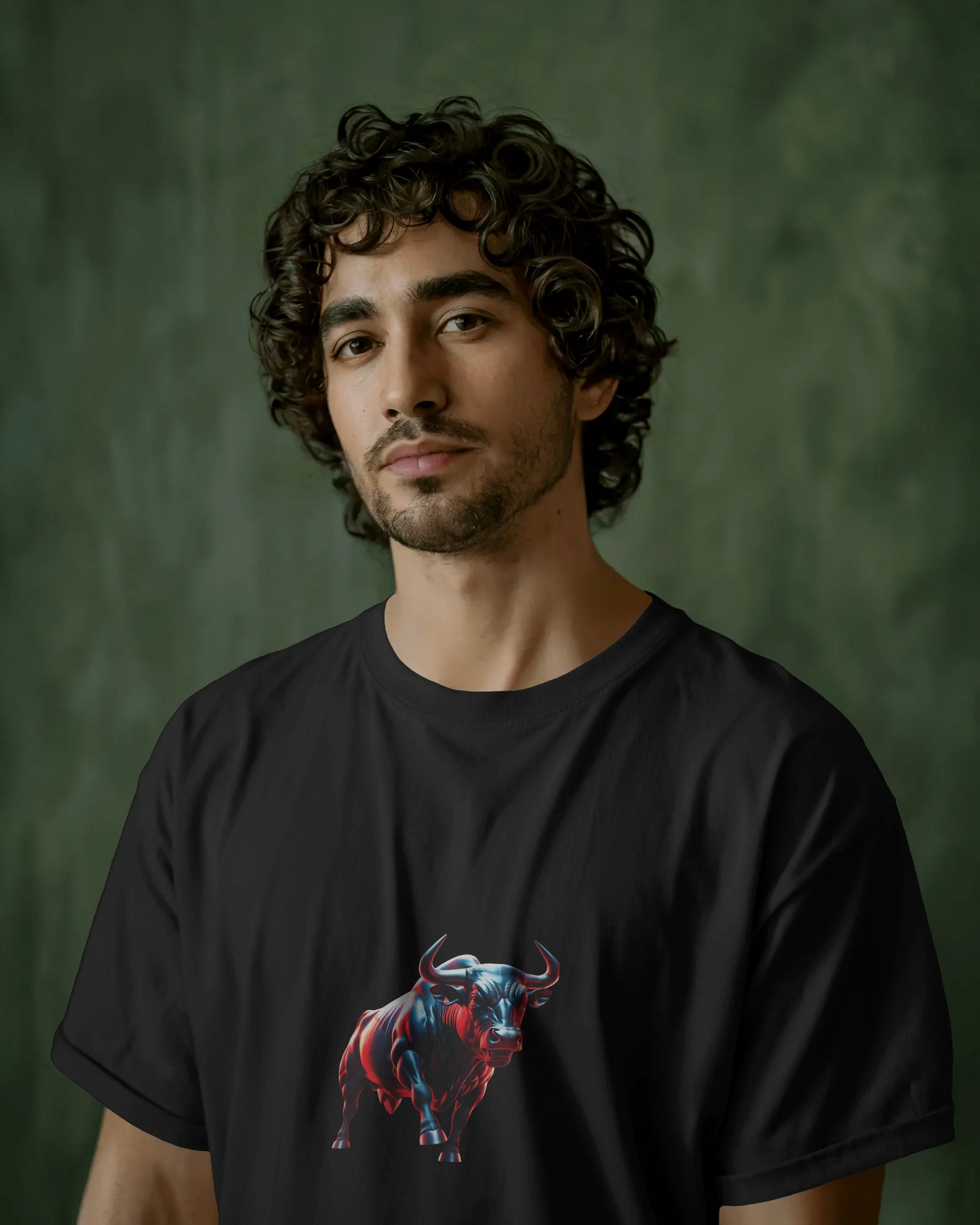 Earth & Thread | Dynamic Bull 100% Cotton Regular Fit T-Shirt - Premium 180 GSM Abstract Animal Graphic