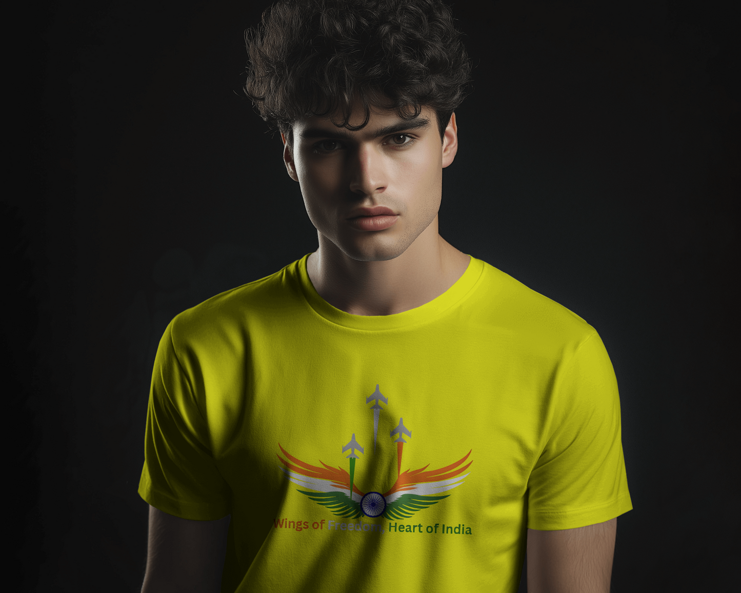 Earth & Thread | Wings of Freedom, Heart of India 100% Cotton Regular Fit T-Shirt - Premium 180 GSM Patriotic Aviation Graphic Tee