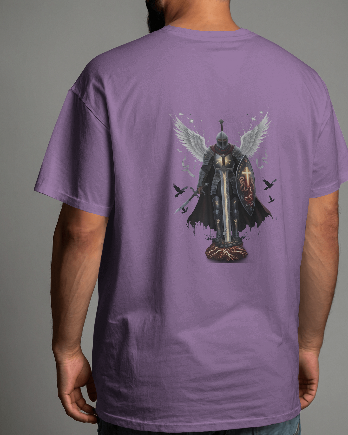 Majestic Strength in Oversized Comfort – Winged Knight Tee