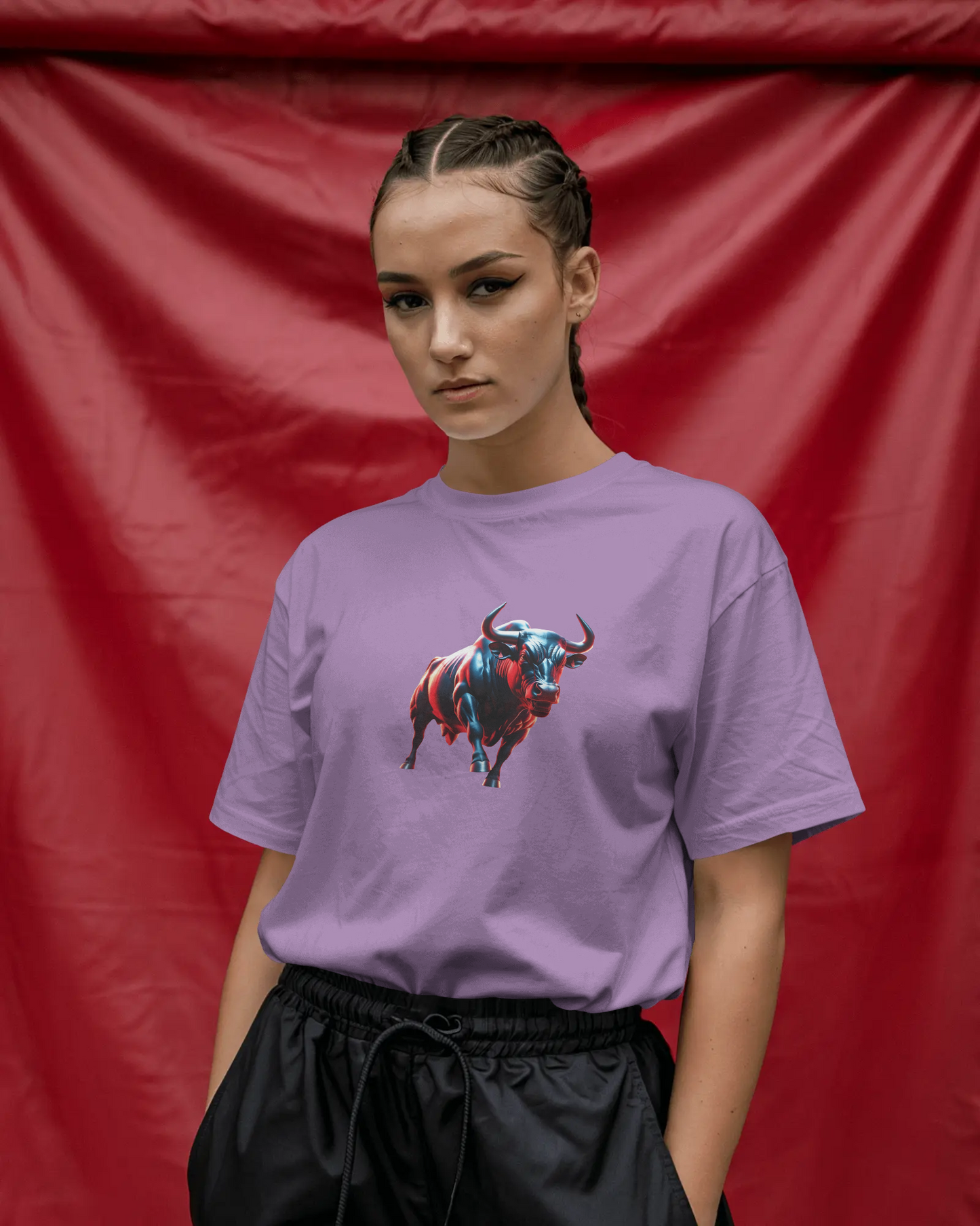 Earth & Thread | Dynamic Bull 100% Cotton Regular Fit T-Shirt - Premium 180 GSM Abstract Animal Graphic