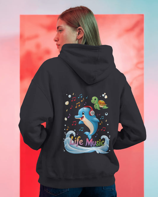 Oversized Hoodie – Life Music Dolphin Edition