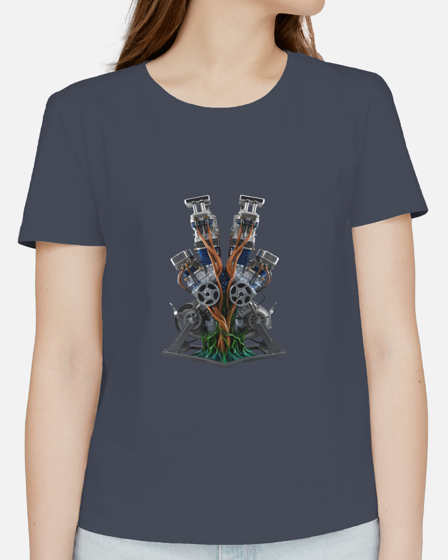 Earth & Thread | Biomechanical Engine Tree 100% Cotton Regular Fit T-Shirt - Premium 180 GSM Tech Nature Graphic