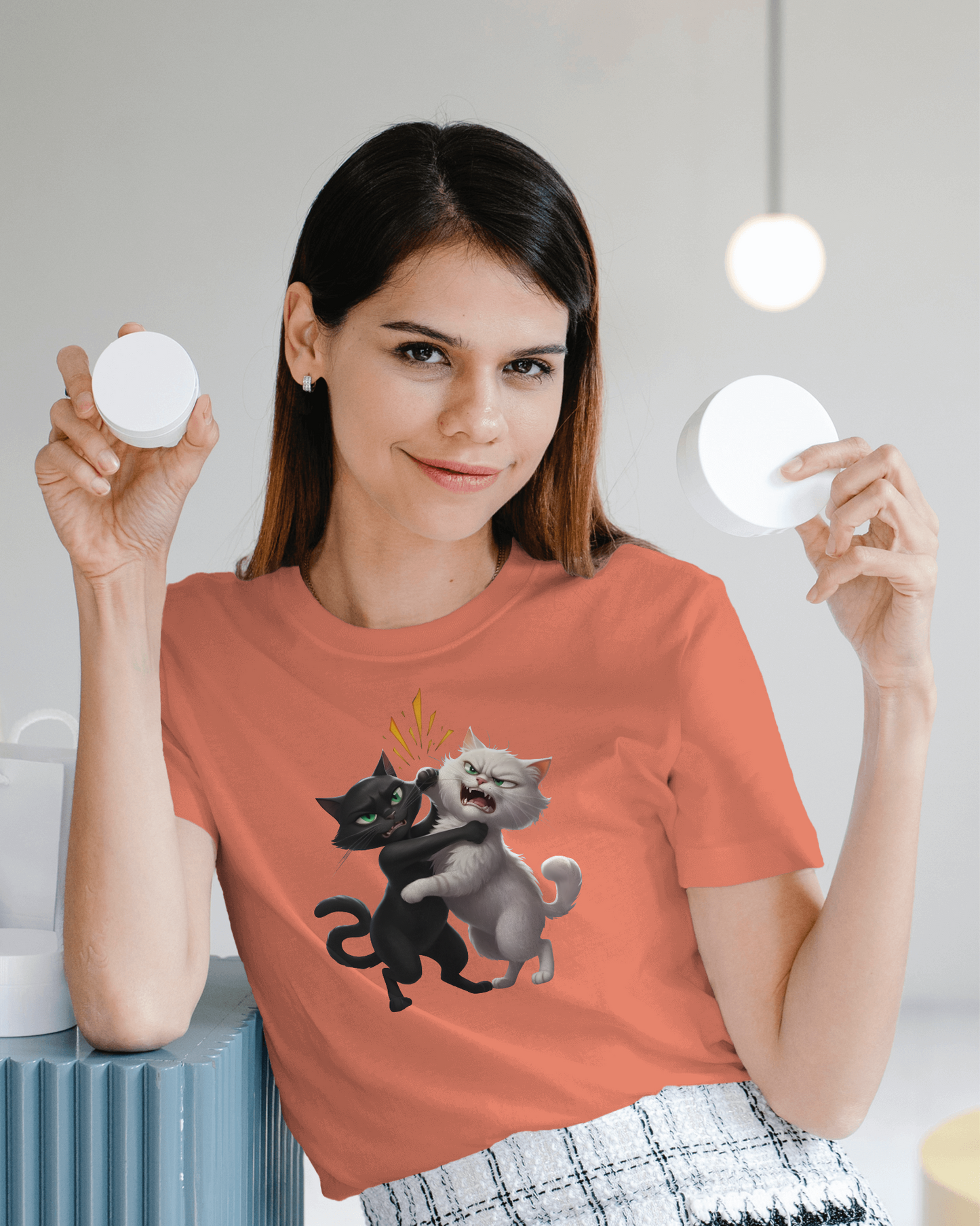 Earth & Thread | Hugging Cats 100% Cotton Regular Fit T-Shirt - Premium 180 GSM Adorable Pet Graphic