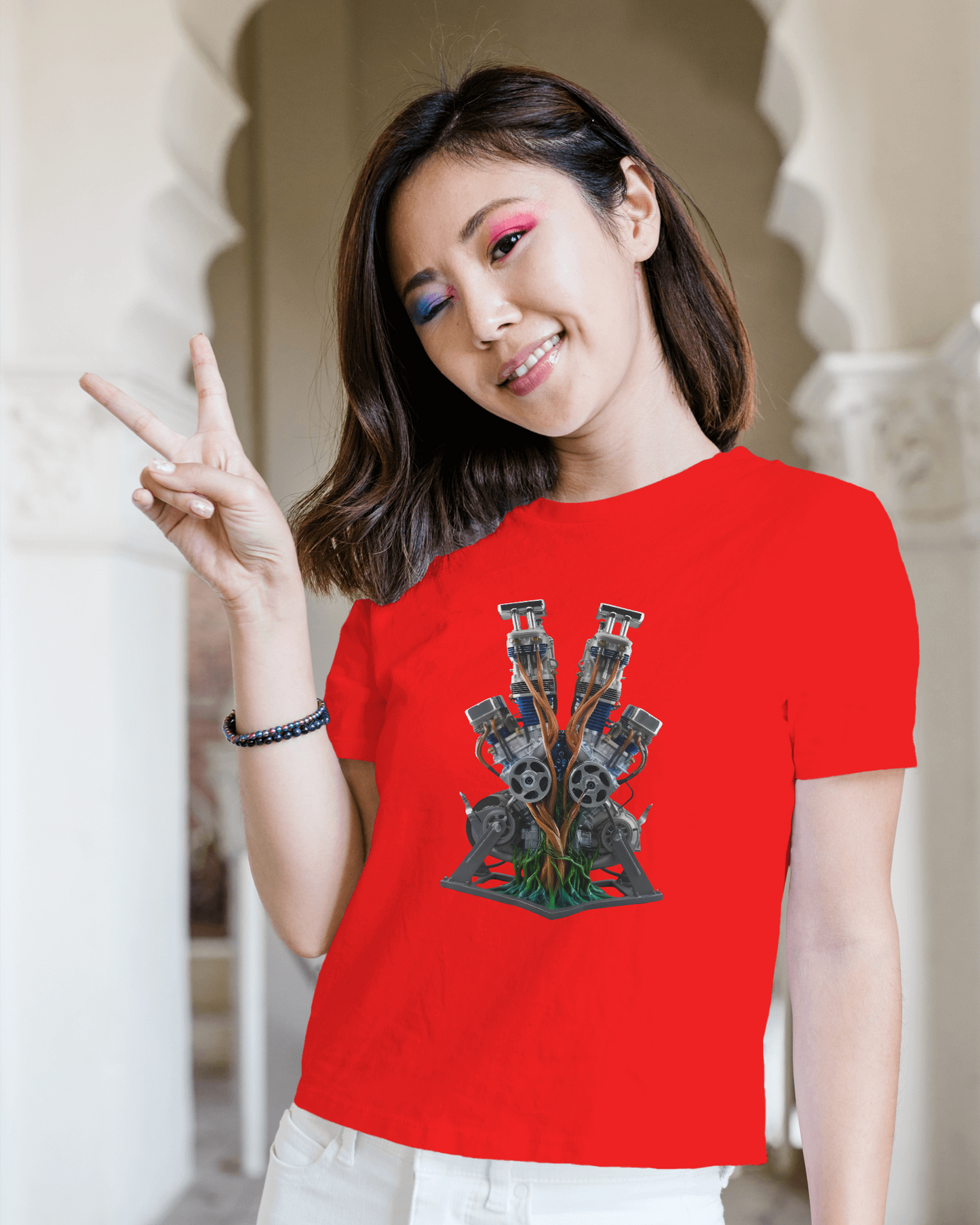 Earth & Thread | Biomechanical Engine Tree 100% Cotton Regular Fit T-Shirt - Premium 180 GSM Tech Nature Graphic