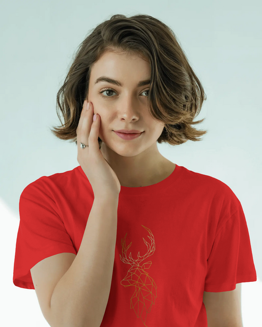 Modern Elegance in Ultra-Smooth Comfort – Geometric Deer Tee
