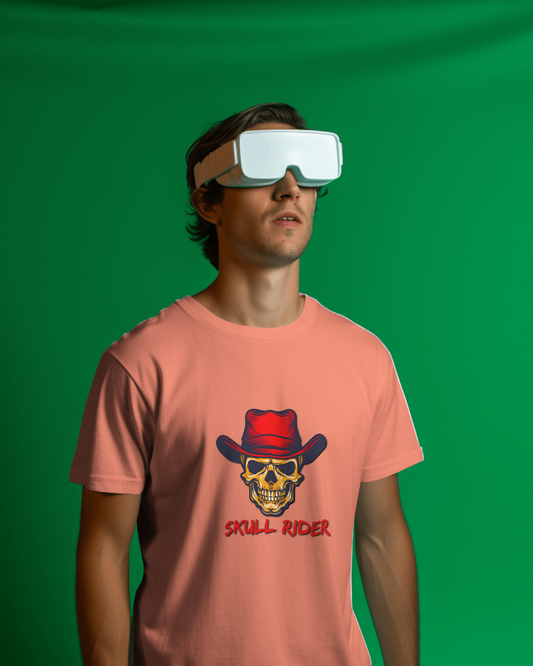 Earth & Thread | Skull Rider 100% Cotton Regular Fit T-Shirt - Premium 180 GSM Edgy Western Graphic Tee