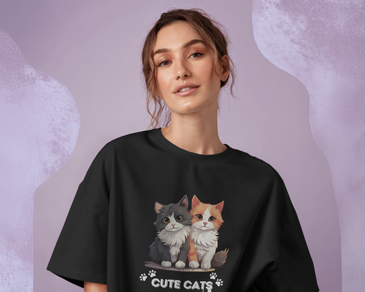 Oversized French Terry – Cute Cats Tee