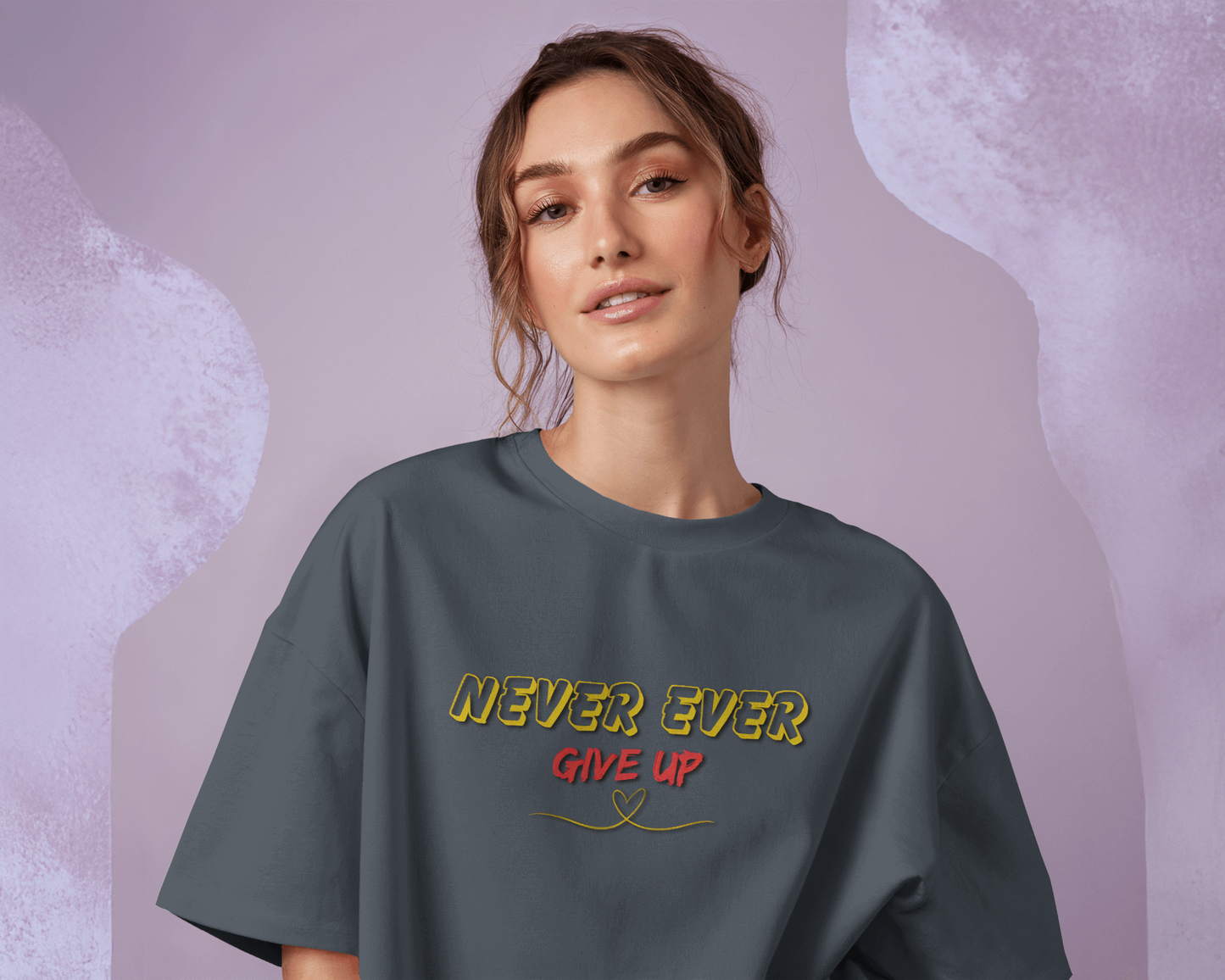 Oversized French Terry – Never Ever Give Up Tee