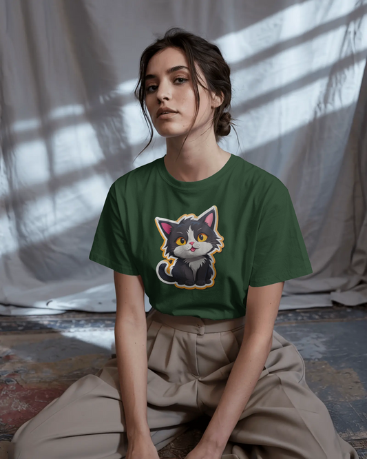 Earth & Thread | Cuddly Kitten 100% Cotton Regular Fit T-Shirt - Premium 180 GSM Adorable Pet Graphic Tee