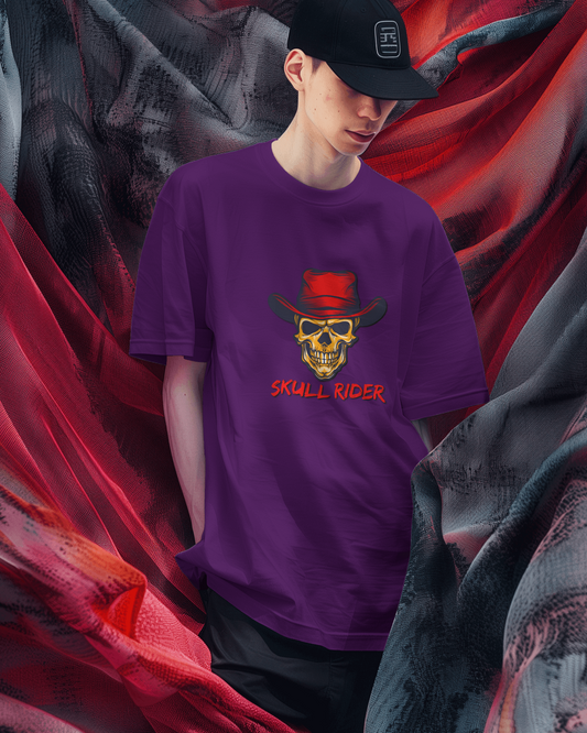 Earth & Thread | Skull Rider 100% Cotton Regular Fit T-Shirt - Premium 180 GSM Edgy Western Graphic Tee