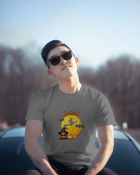 Hauntingly Smooth Comfort – Flying Witch Halloween Tee