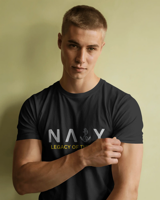 Earth & Thread | Navy Legacy of the Sea 100% Cotton Regular Fit T-Shirt - Premium 180 GSM Maritime Heritage Tee