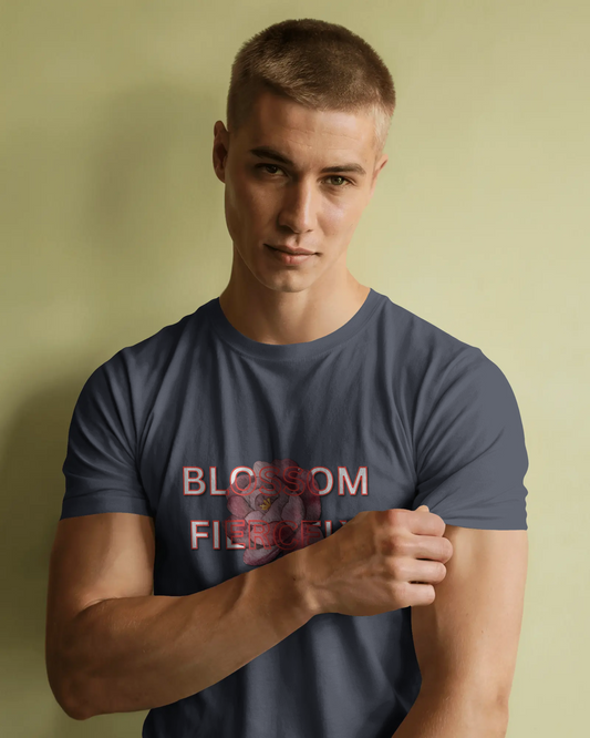 Earth & Thread | Blossom Fiercely 100% Cotton Regular Fit T-Shirt - Premium 180 GSM Empowering Floral Graphic Tee