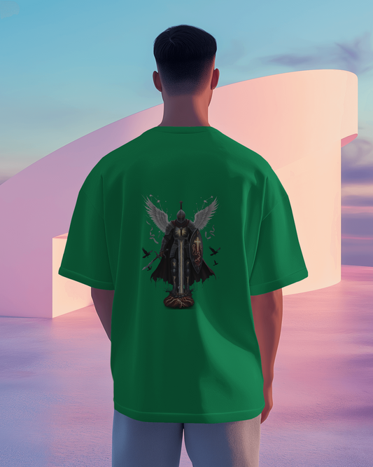 Majestic Strength in Oversized Comfort – Winged Knight Tee