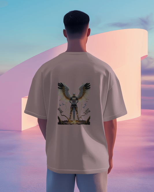 Majestic Strength in Oversized Comfort – Winged Knight Tee