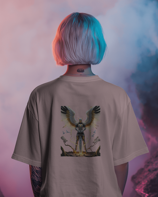 Majestic Strength in Oversized Comfort – Winged Knight Tee