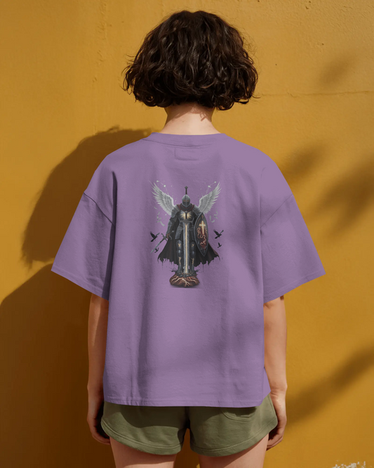 Majestic Strength in Oversized Comfort – Winged Knight Tee