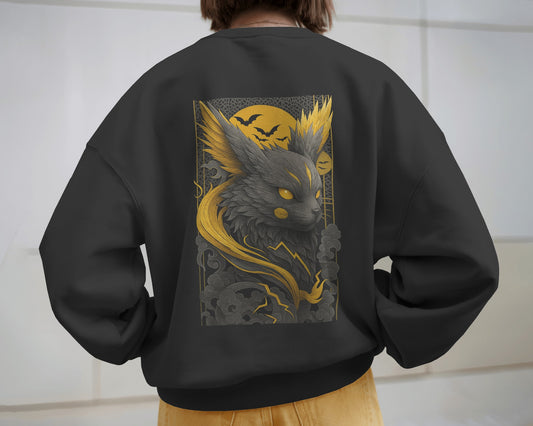 Earth & Thread Oversized Unisex Pikachu Sweatshirt | 350 GSM Cotton Fleece | Anime Graphic Pullover | Front & Back Print | Winter Wear | Crew Neck | Casual Streetwear for Men & Women