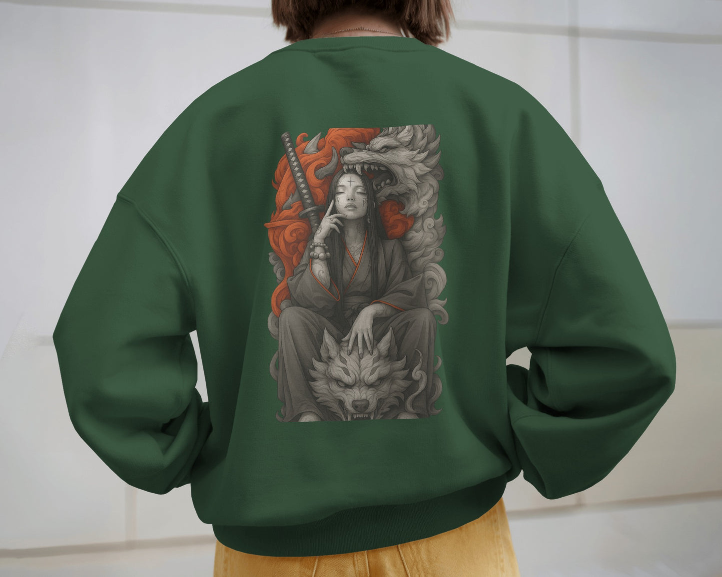 Earth & Thread Unisex Wolf Queen Anime Graphic Oversized Sweatshirt | 350 GSM Cotton Fleece Pullover | Casual Winter Wear for Men & Women | Streetwear Style