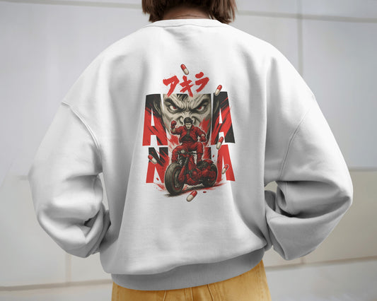 Earth & Thread Unisex Akira Anime Graphic Oversized Sweatshirt | 350 GSM Cotton Fleece Pullover | Casual Winter Streetwear for Men & Women | Premium Japanese Anime Design