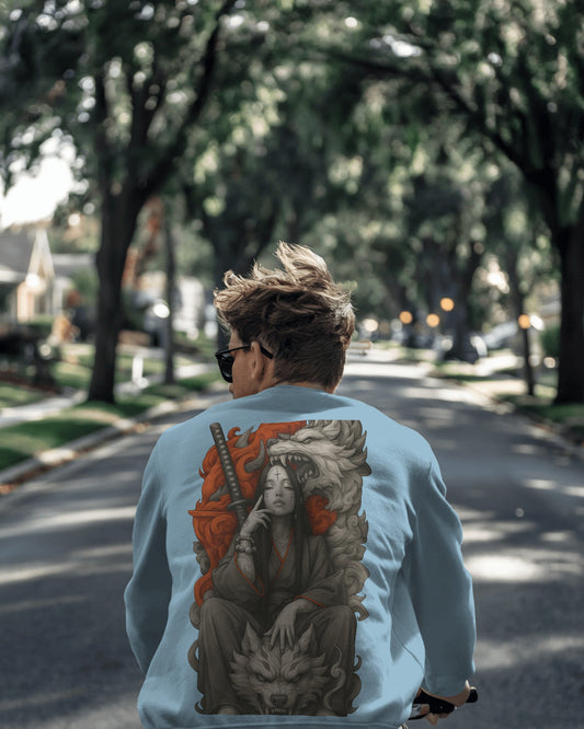 Earth & Thread Unisex Wolf Queen Anime Graphic Oversized Sweatshirt | 350 GSM Cotton Fleece Pullover | Casual Winter Wear for Men & Women | Streetwear Style