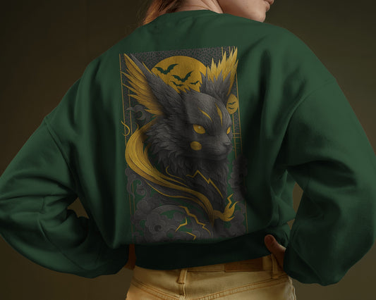 Earth & Thread Oversized Unisex Pikachu Sweatshirt | 350 GSM Cotton Fleece | Anime Graphic Pullover | Front & Back Print | Winter Wear | Crew Neck | Casual Streetwear for Men & Women