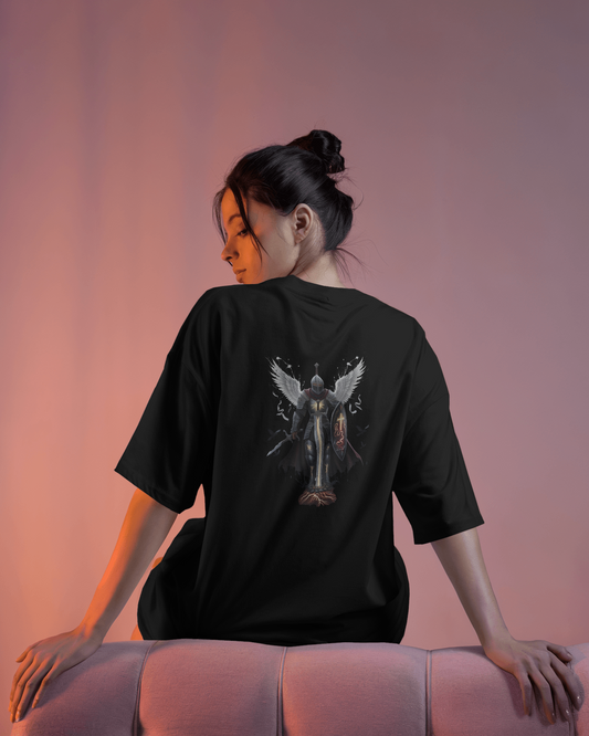 Majestic Strength in Oversized Comfort – Winged Knight Tee