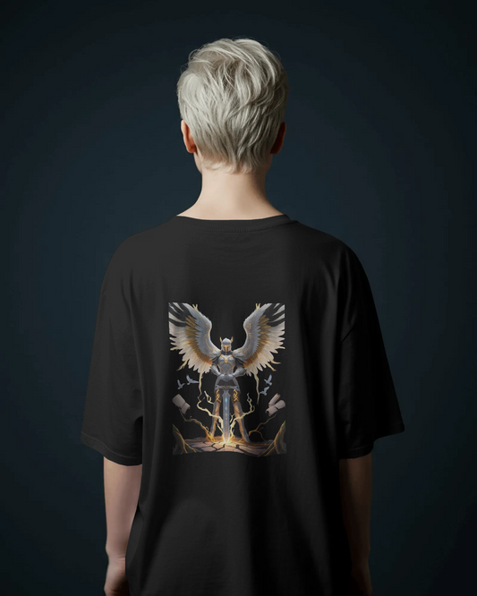 Majestic Strength in Oversized Comfort – Winged Knight Tee