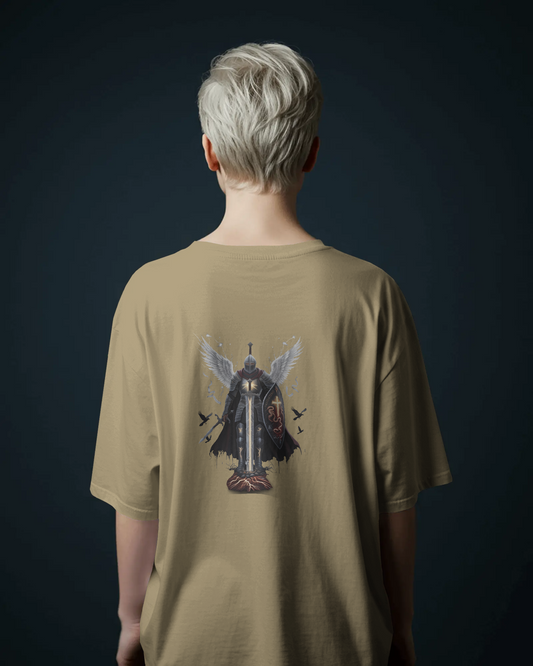Majestic Strength in Oversized Comfort – Winged Knight Tee