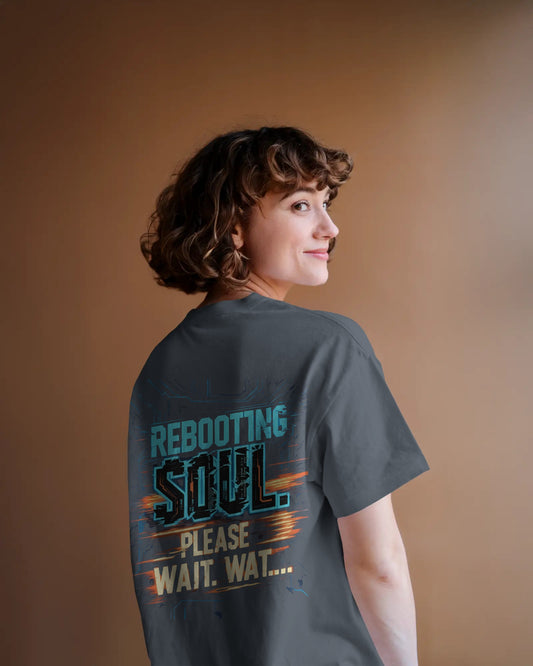 Earth & Thread | Rebooting Soul 100% Cotton Oversized Tee - Premium French Terry Tech Graphic