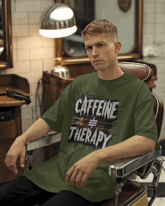Earth & Thread | Caffeine Not Therapy 100% Cotton Oversized Tee - Premium French Terry Sarcastic Graphic
