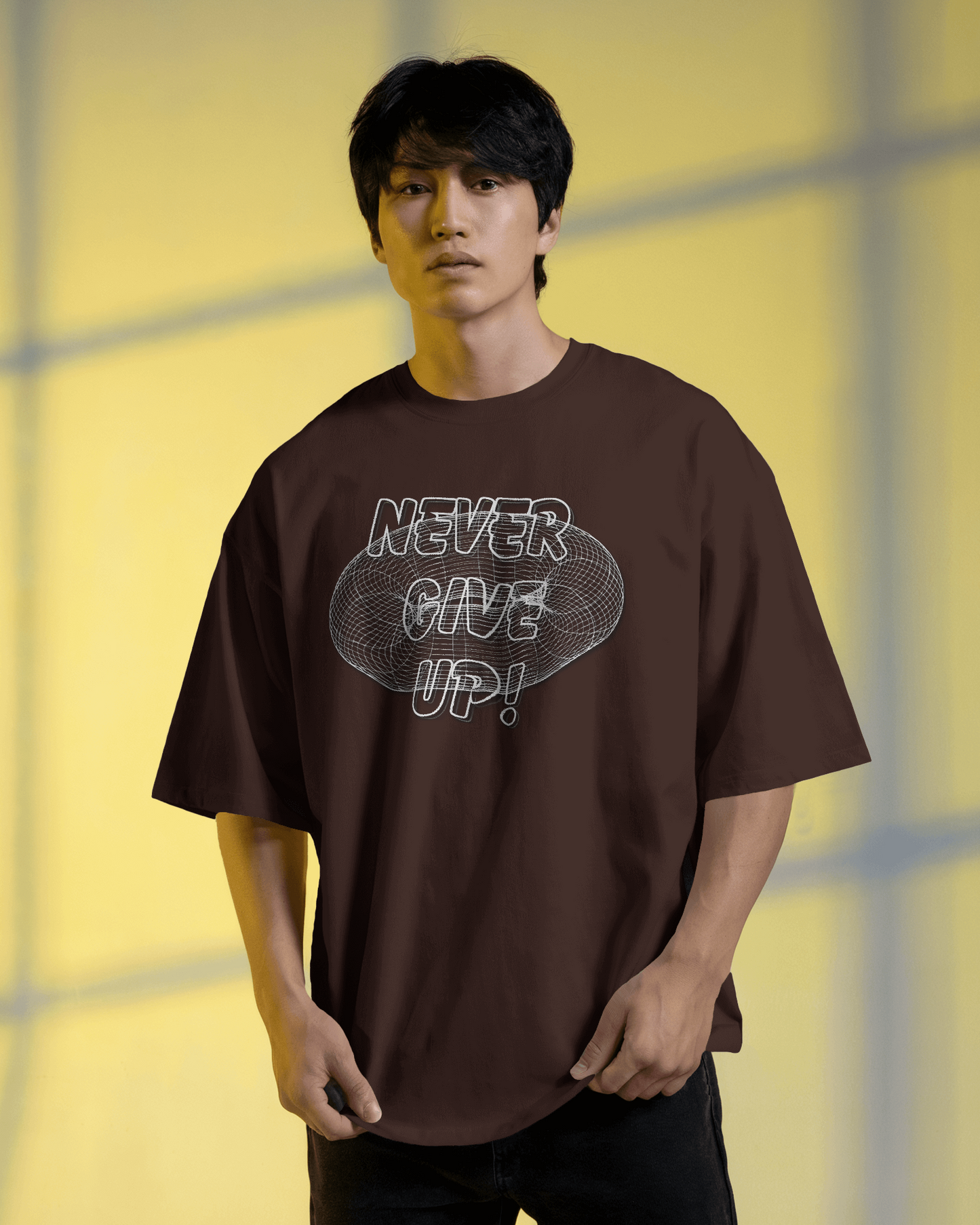 💪 Stay Motivated in Oversized Comfort – Never Give Up Tee