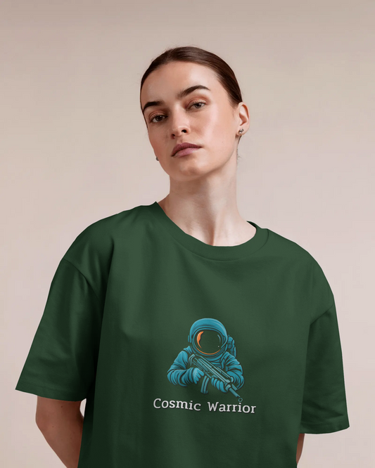 Earth & Thread | Cosmic Warrior 100% Cotton Regular Fit T-Shirt - Premium 180 GSM Space Adventure Graphic Tee