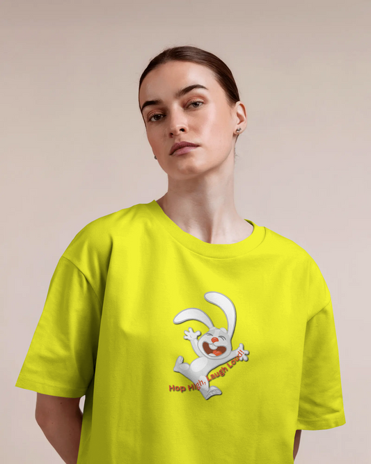 Earth & Thread | Hop High! 100% Cotton Regular Fit T-Shirt - Premium 180 GSM Energetic Rabbit Graphic Tee