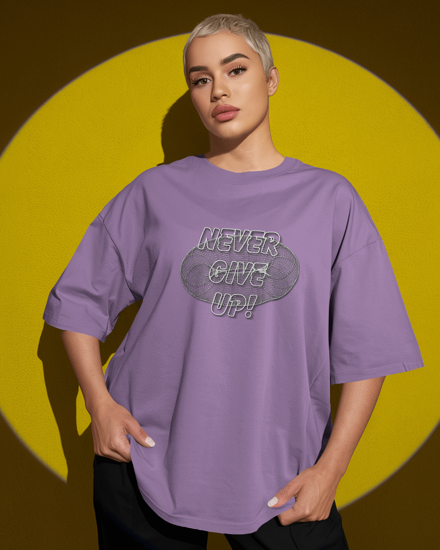 💪 Stay Motivated in Oversized Comfort – Never Give Up Tee