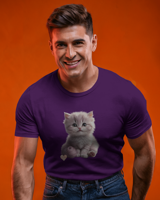 Earth & Thread | Cute Kitten 100% Cotton Regular Fit T-Shirt - Premium 180 GSM Adorable Pet Graphic
