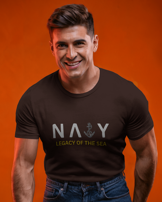 Earth & Thread | Navy Legacy of the Sea 100% Cotton Regular Fit T-Shirt - Premium 180 GSM Maritime Heritage Tee