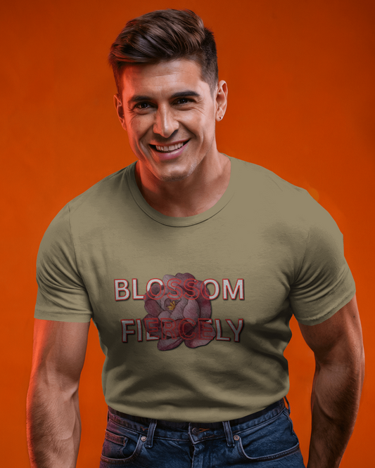 Earth & Thread | Blossom Fiercely 100% Cotton Regular Fit T-Shirt - Premium 180 GSM Empowering Floral Graphic Tee