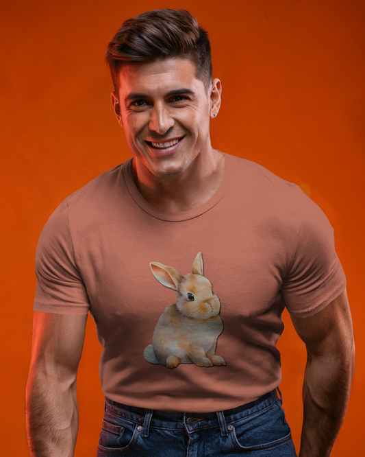 Earth & Thread | Cute Bunny 100% Cotton Regular Fit T-Shirt - Premium 180 GSM Adorable Rabbit Graphic Tee