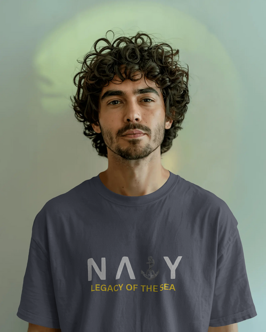 Earth & Thread | Navy Legacy of the Sea 100% Cotton Regular Fit T-Shirt - Premium 180 GSM Maritime Heritage Tee