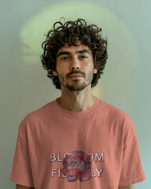 Earth & Thread | Blossom Fiercely 100% Cotton Regular Fit T-Shirt - Premium 180 GSM Empowering Floral Graphic Tee