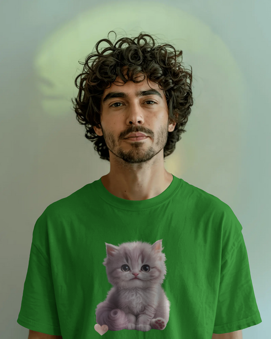 Earth & Thread | Cute Kitten 100% Cotton Regular Fit T-Shirt - Premium 180 GSM Adorable Pet Graphic