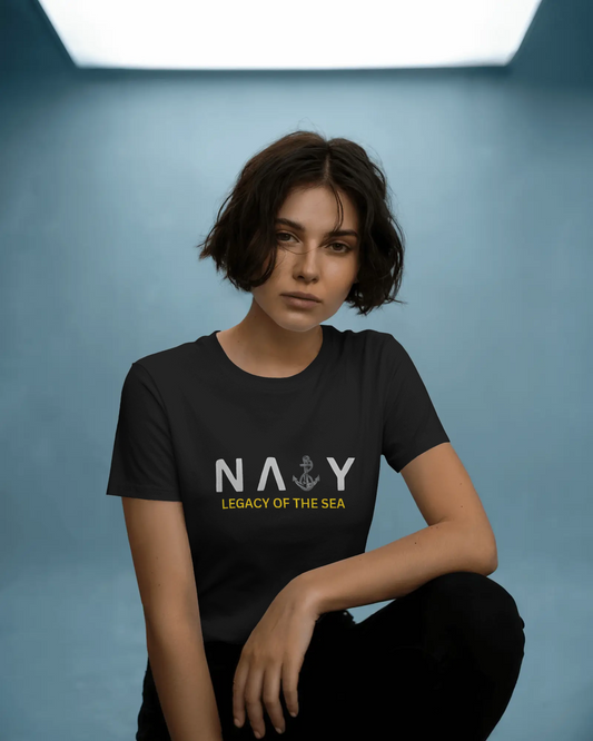Earth & Thread | Navy Legacy of the Sea 100% Cotton Regular Fit T-Shirt - Premium 180 GSM Maritime Heritage Tee