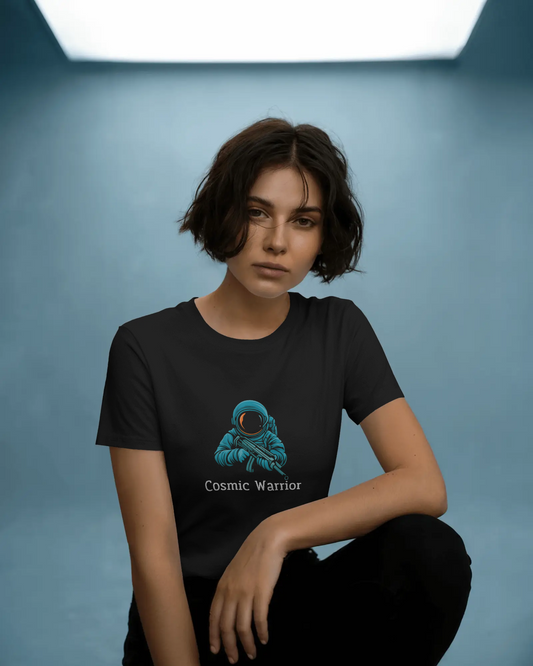 Earth & Thread | Cosmic Warrior 100% Cotton Regular Fit T-Shirt - Premium 180 GSM Space Adventure Graphic Tee