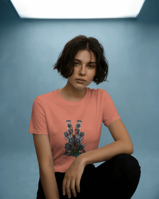 Earth & Thread | Biomechanical Engine Tree 100% Cotton Regular Fit T-Shirt - Premium 180 GSM Tech Nature Graphic