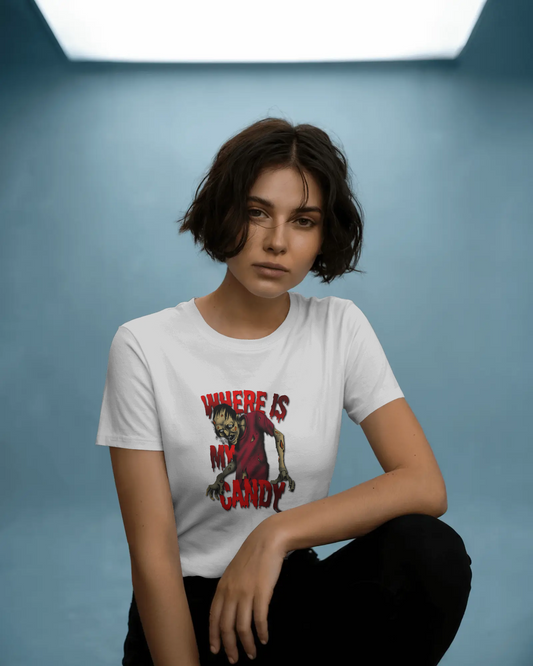 Earth & Thread | Where Is My Candy 100% Cotton Regular Fit T-Shirt - Premium 180 GSM Zombie Graphic Tee