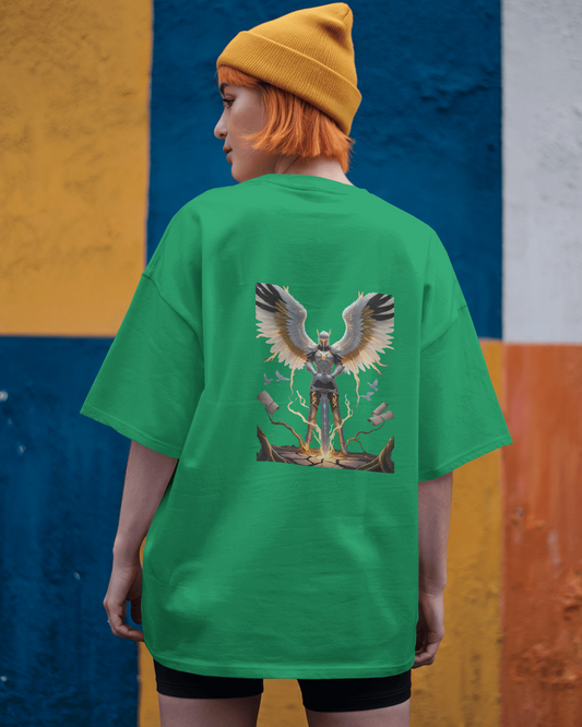 Majestic Strength in Oversized Comfort – Winged Knight Tee